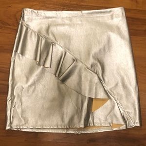 Silver Pleather Mini Skirt